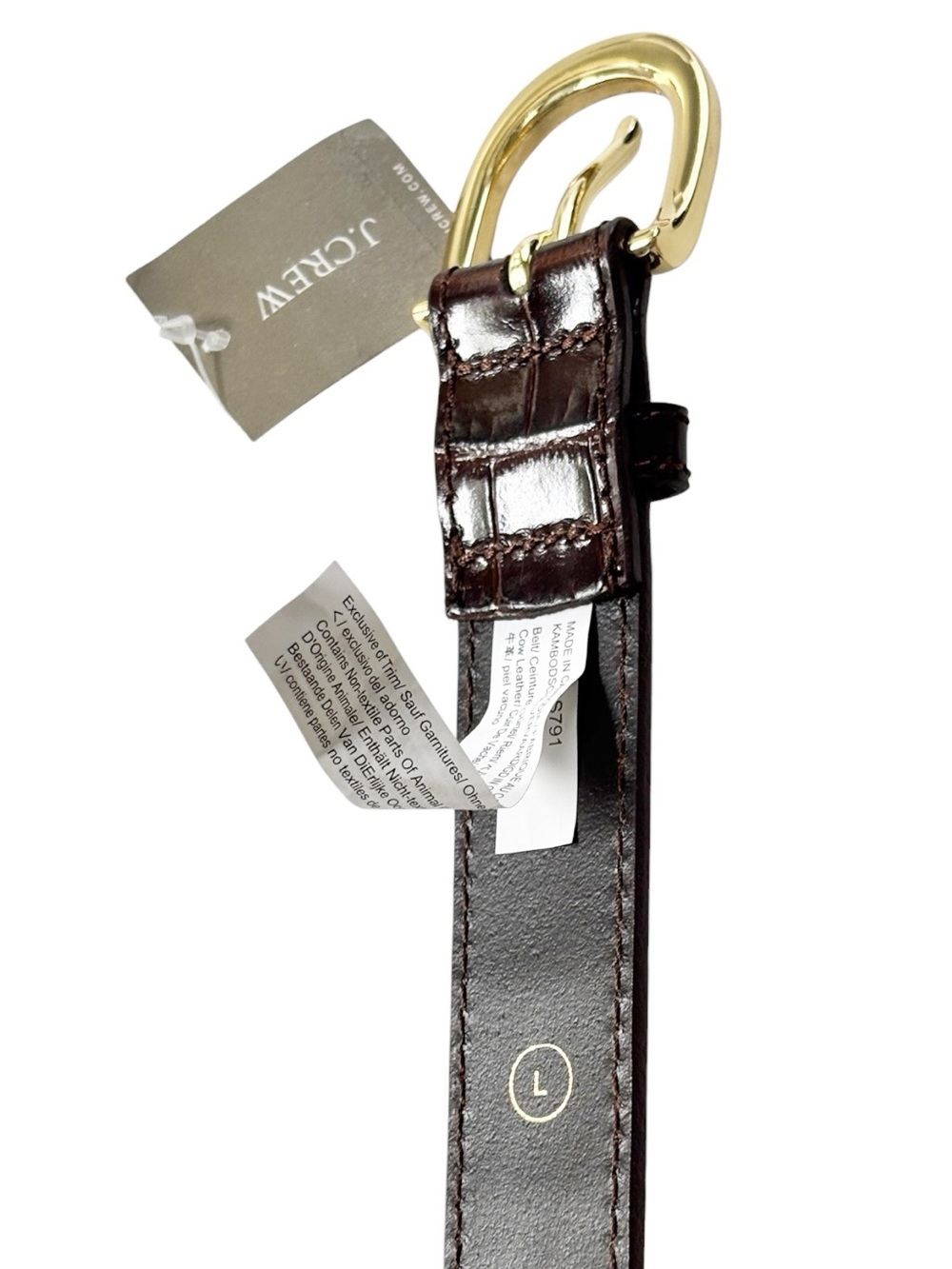 J. Crew Classic Espresso Italian leather women’s croc-embossed belt NWT | Large - Picture 12 of 16
